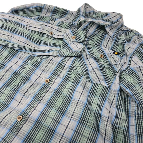 Lucky Brand Long Sleeve Shirt Size Large Button Up Blue‎ Green Plaid - Picture 1 of 6